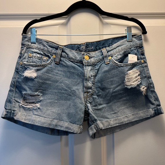 Women’s 7 For All of Mankind Mid Rise Distressed Cuff shorts - Picture 1 of 3